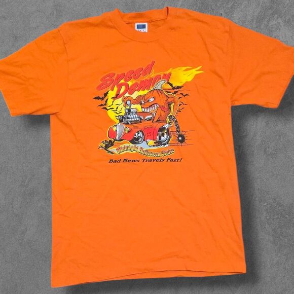 Vintage Rockabilly Speed Demon Shirt XL Bad News Travels Fast - Picture 1 of 5